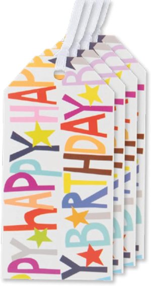 img-481d408cdbbadd21d5a3 30 multicoloured happy birthday gift tags.