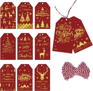 img-c1f6b74527c38de2b8db Luxury gold foil Christmas gift tags, 60 pcs.